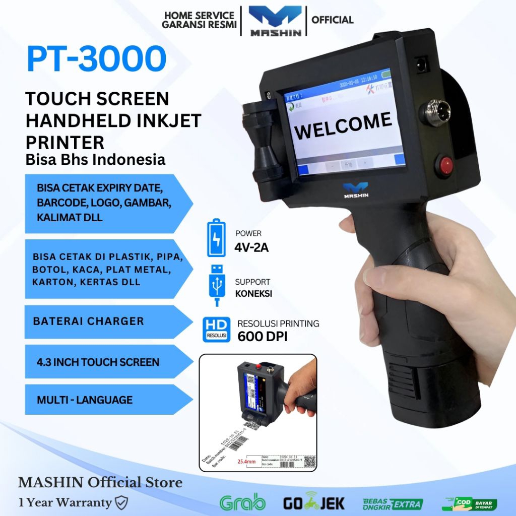 Mashin - Handheld inkjet printer Expiry Date, Logo, Barcode Inkjet Printer