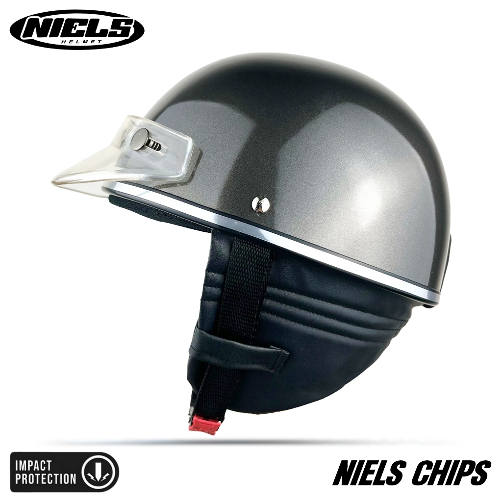 NIELS - Helm Bogo Retro Chips Dewasa List Chrome Pet Pendek Japan SNI Motorcycle