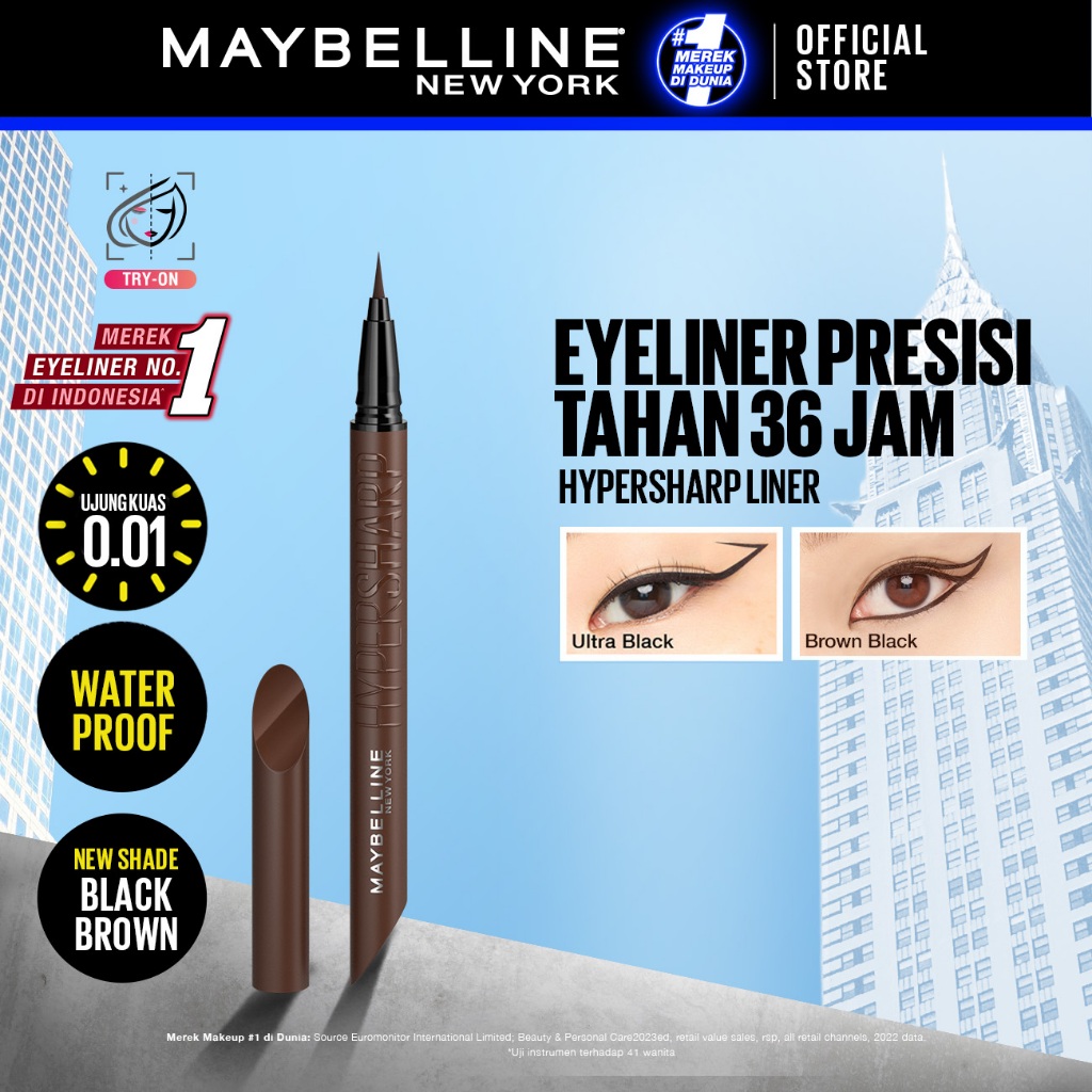 Maybelline Hypersharp Extreme Liquid Liner - 0.4gr (Eyeliner Eye Make Up Waterproof Tahan Air Long Lasting) - Gambar 2