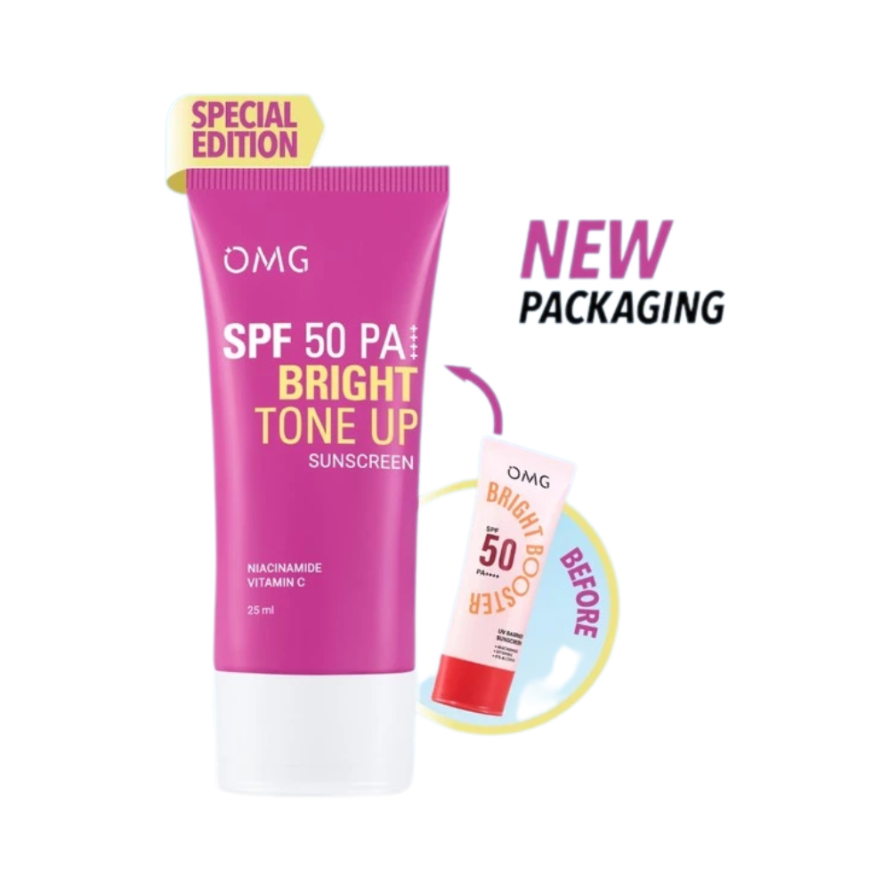 OMG Oh My Glow Bright Booster UV Barrier Sunscreen SPF 50 PA++++ / Merah Jingga Official - Gambar 3