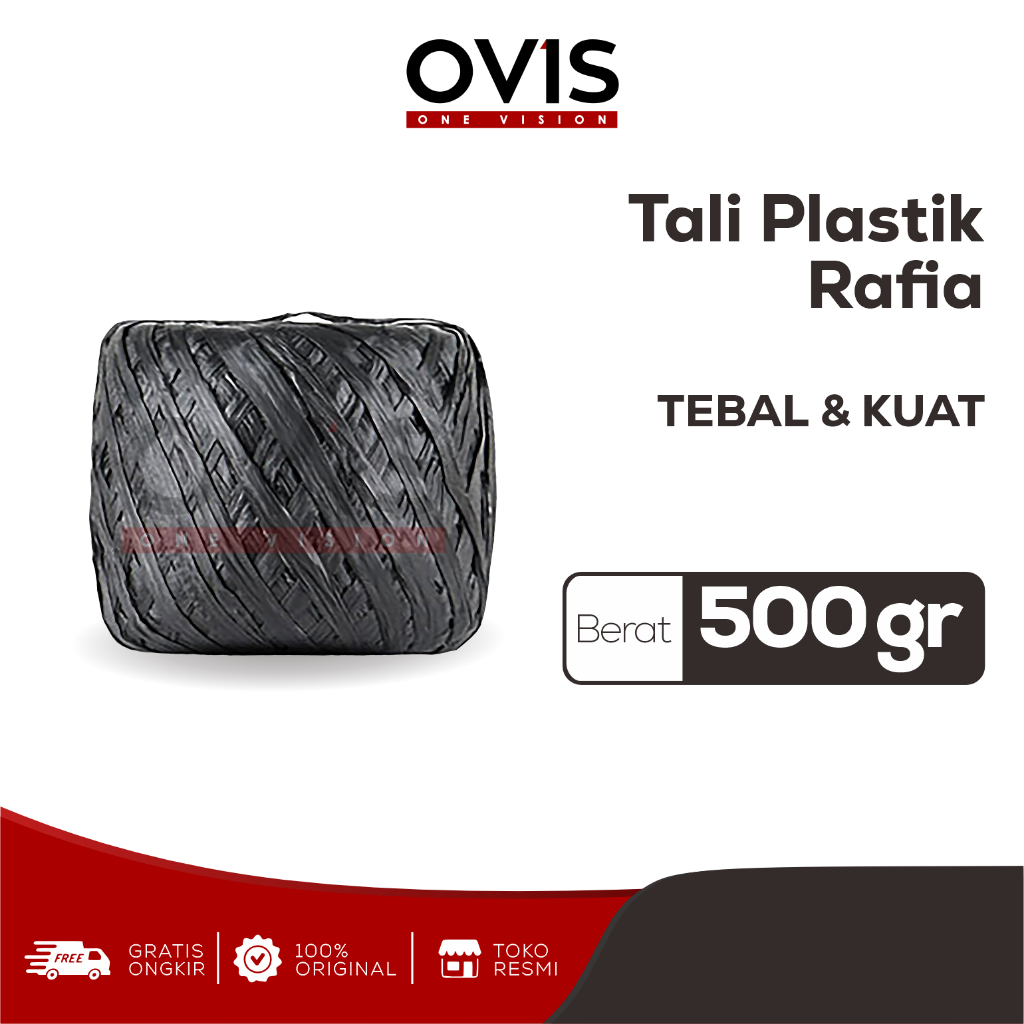 Tali Rafia Ovis Plastik Hitam 500 Gram Tebal