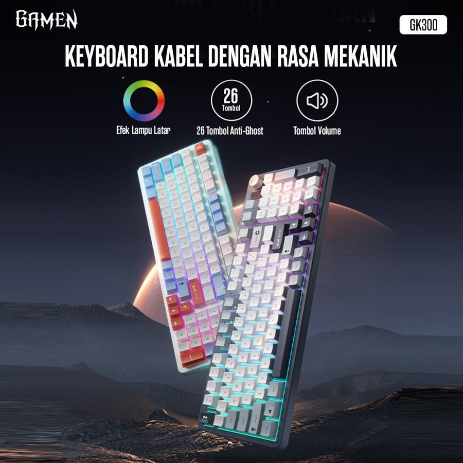 GAMEN GK300 / GK-300 Keyboard Gaming Membrane RGB Multifunction Knob Anti-Ghosting - Gambar 2