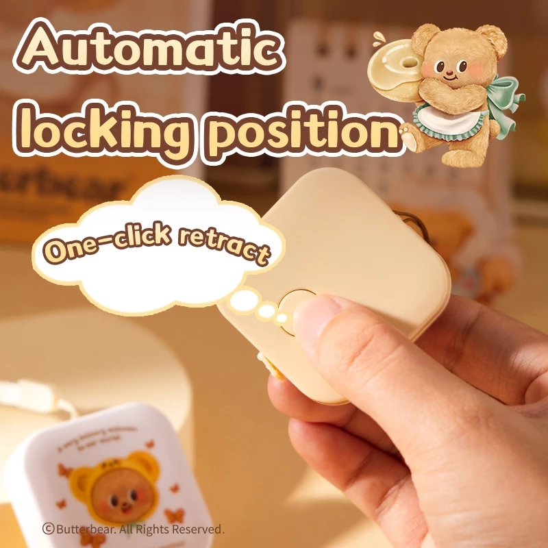 Deli x Butterbear Meteran Mini 1.5meter / Measuring Tape Kunci Otomatis HY410 - Gambar 2
