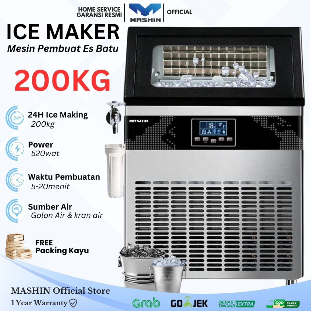 Mashin - Mesin Pembuat Es Batu 150-200kg/hari Kristal Ice Cube Maker Machine