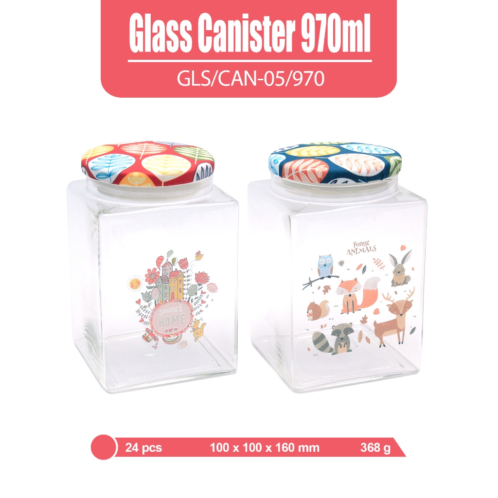Toples Kaca Kotak 970 ml Toples Snack Kaca Kedap Udara - Gambar 4