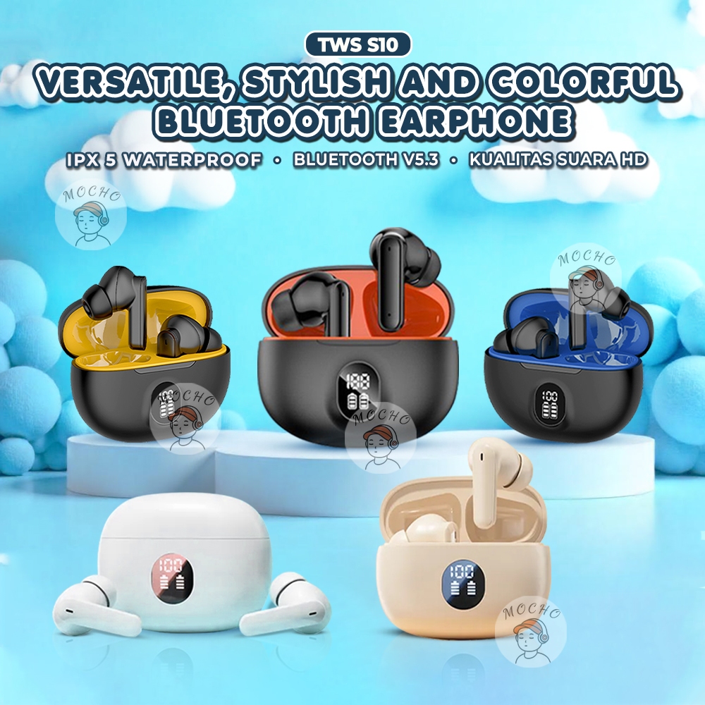 Matei Headset Bluetooth S10 TWS With Mini Earbuds Earphone True Wireless Noise Reduction HiFi Stereo