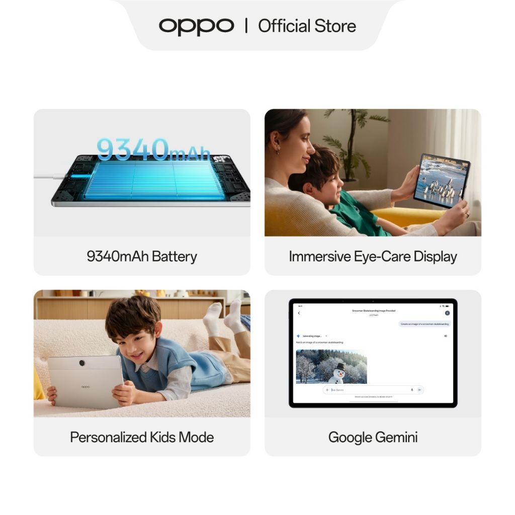 OPPO Pad SE 4GB/128GB Wi-Fi Version [9340mAh Long-Lasting Battery, lmmersive Eye-Care Display & Google Gemini, Personalized Kids Mode] - Gambar 4