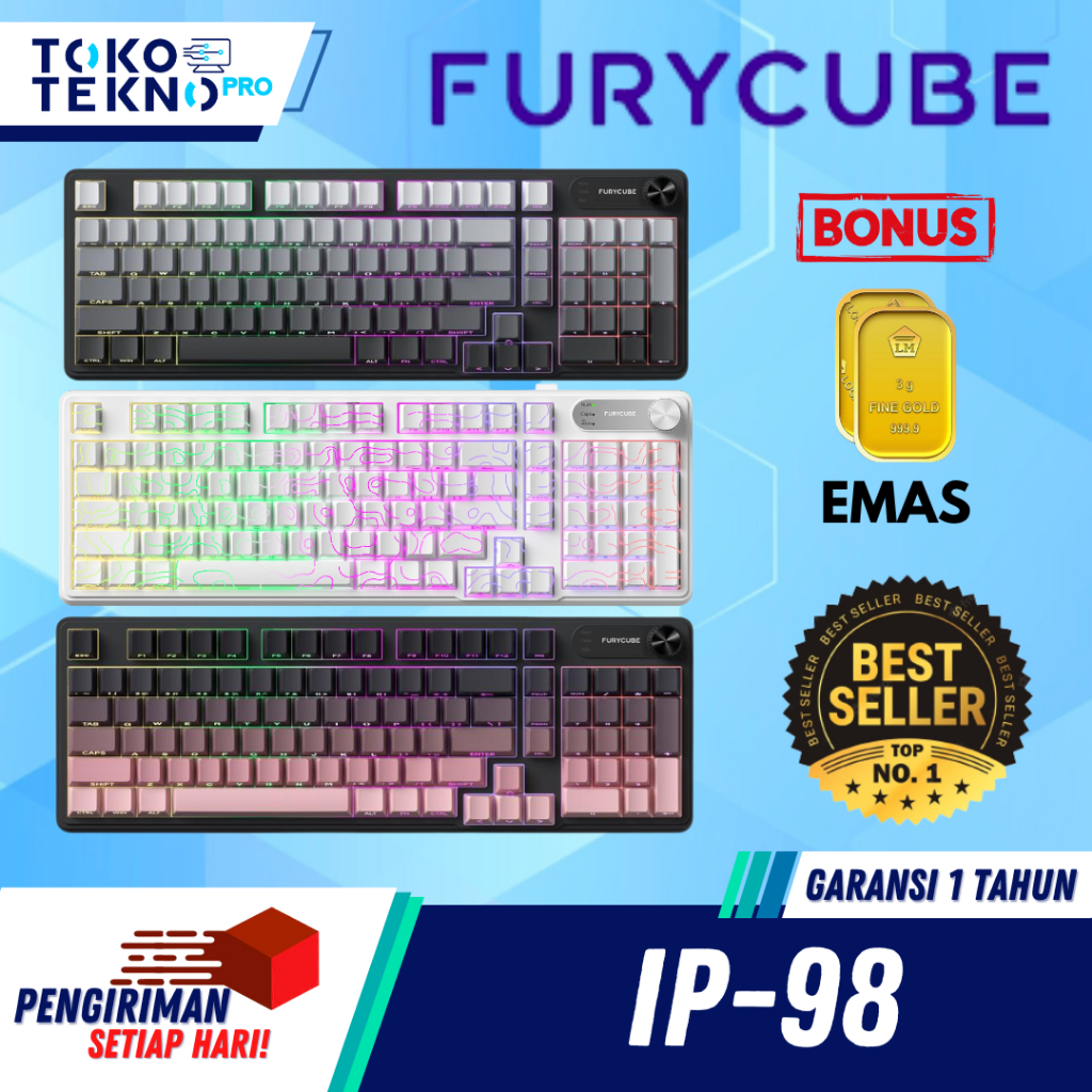 Furycube IP98 / IP-98 / IP 98 IP Feel Mechanical Keyboard Gaming Membrane South Facing RGB LED Gasket Mount