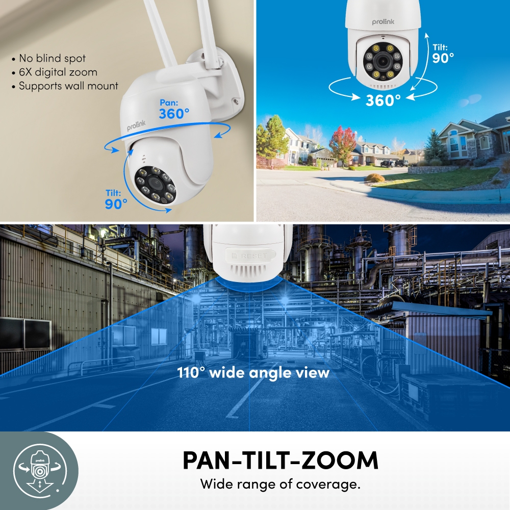 Bundle 2 pcs Prolink 4MP Smart IP Cam CCTV Wifi Dual Band Outdoor QHD 360° View Resolusi 2,5K Kamera IP65 Tahan Debu dan Air 2 Way Audio Motion and sound detection Support ONVIF - Gambar 3
