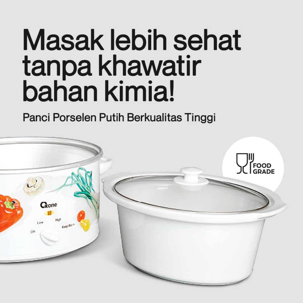 Oxone OX821OV Slow Cooker 290 Watt 5 Liter Exclusive Original Keramik Terbaru Original - Gambar 2