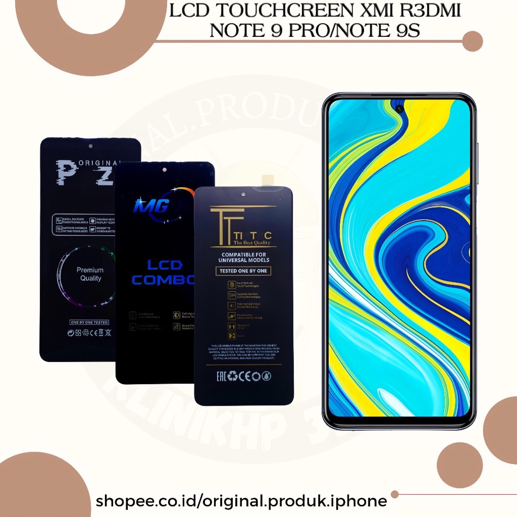 LCD TOUCHSCREEN XMI R3DMI NOTE 9 PRO / NOTE 9S FULLSET BLACK ORIGINAL ...