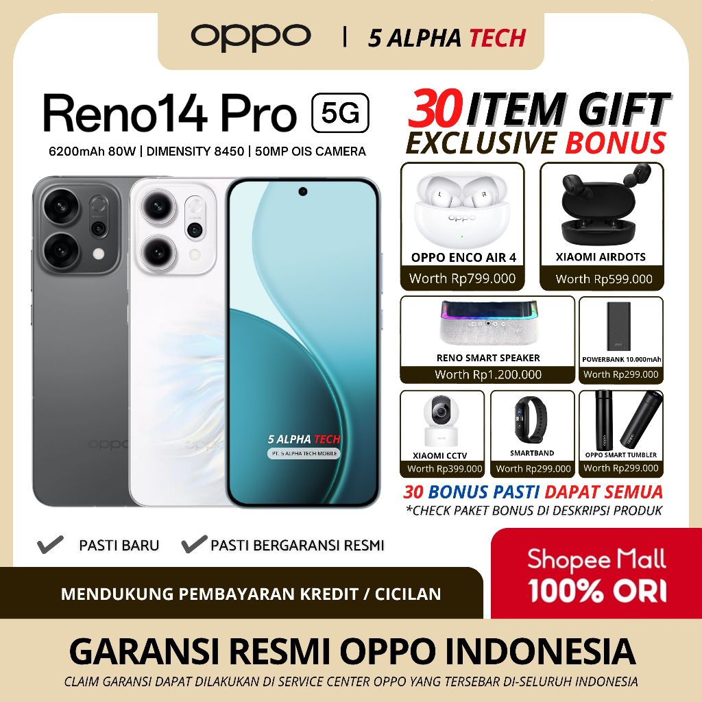 OPPO Reno 14 Pro 5G 12/512GB ( +12GB Extended Ram ) Garansi Resmi OPPO