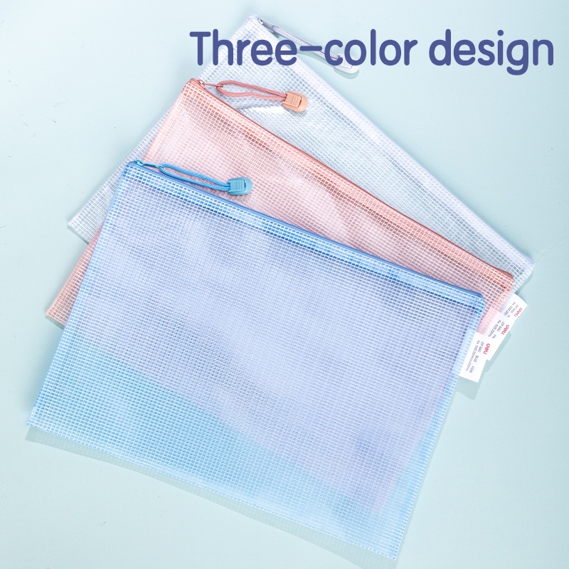 Deli Zip Bag / Pouch Document Bag Dompet Dokumen Transparan Serbaguna Warna Pastel A4/A5 EF295 EF295 - Gambar 3