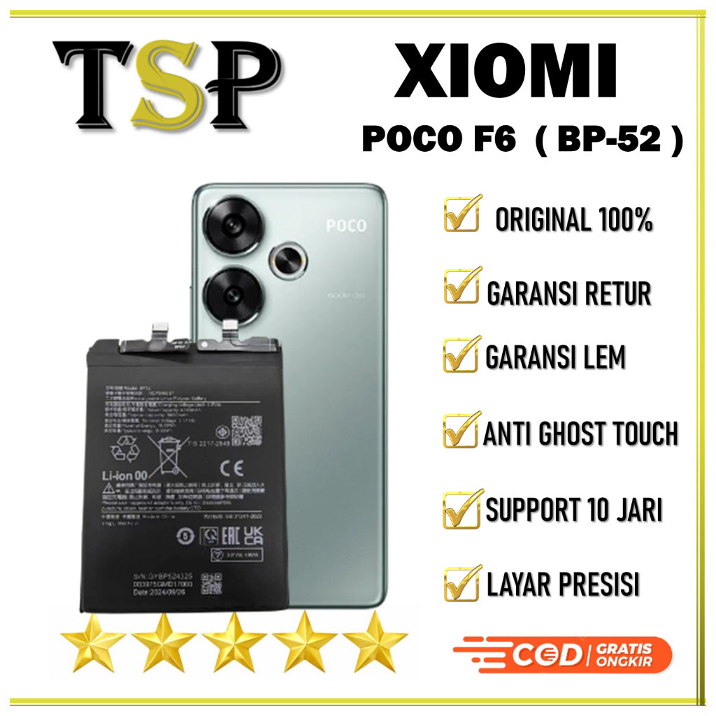 BATERAI XIAOMI BP-52 POCO F6 BATERAI ORIGINAL 100%