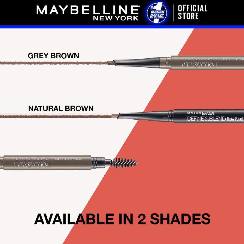MAYBELLINE OFFICIAL Define And Blend Mechanic Eyebrow Pencil Make up - 0.16gr - Grey Brown (Pensil Alis Untuk Alis Tampak Tebal & Natural) - Gambar 4