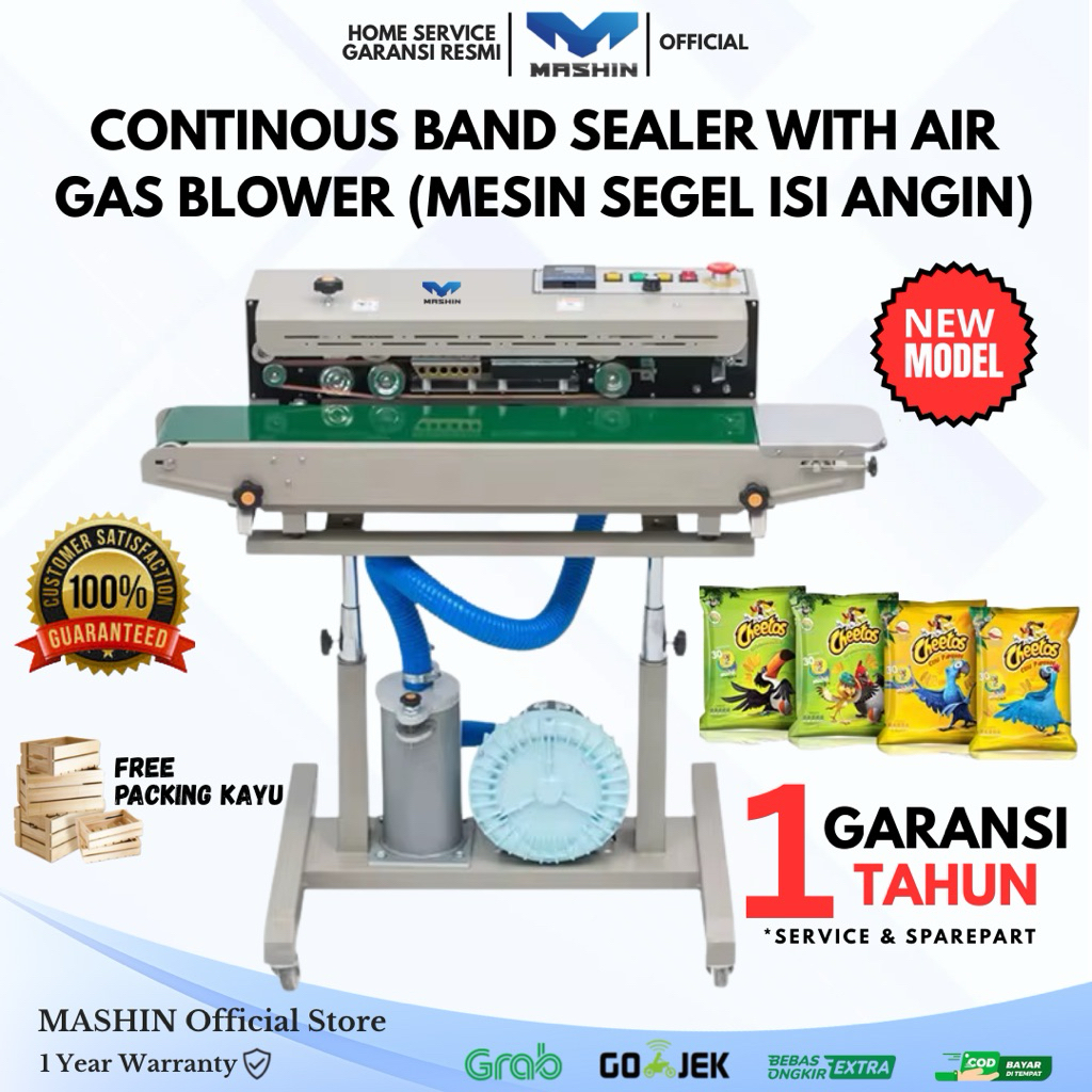 Mashin - Mesin Continous Band Seale Gas Blower Mesin Segel Press Isi Angin Multifungsi
