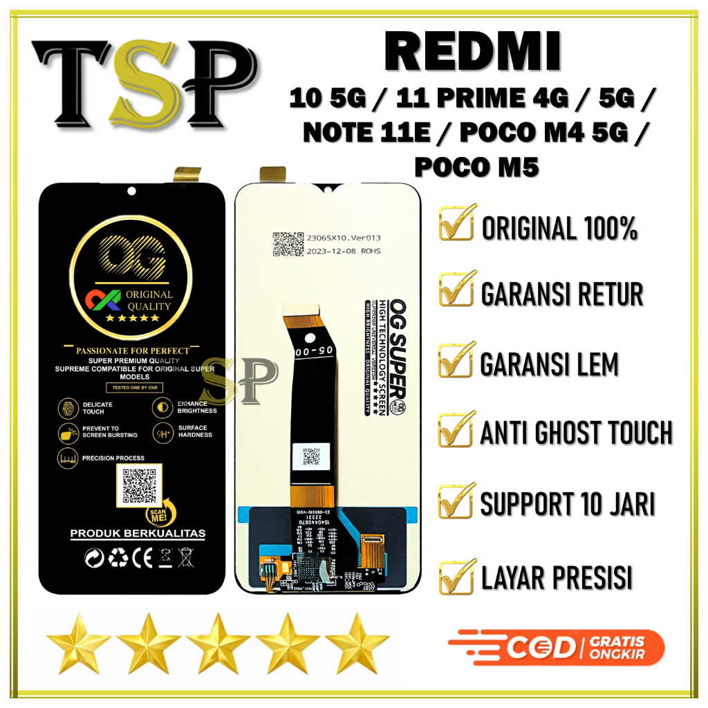 ORIGINAL 100%  LCD TOUCHSCREEN XIAOMI REDMI 10 5G / 11 PRIME 4G / 5G / NOTE 11E / POCO M4 5G / POCO M5 COMPLETE 1 SET