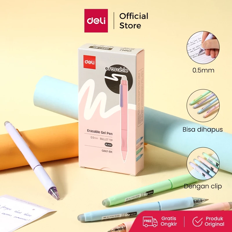 Deli Erasable Gel Pen / Pulpen Gel Bisa Dihapus Pena 0.5 mm Desain Colorful 1 pcs EG66X
