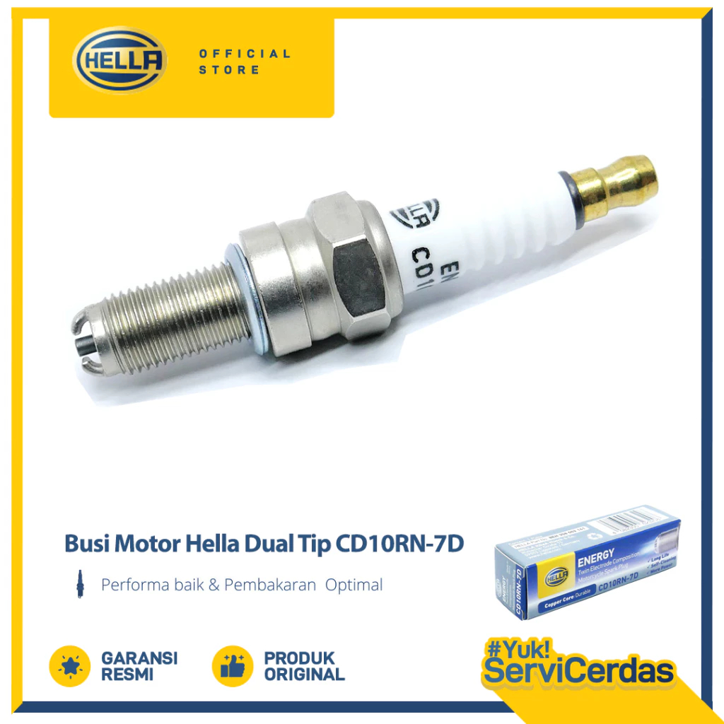 Busi Motor Yamaha Vixion Hella Dual Tip CD10RN-7D - Busi Vixion ~