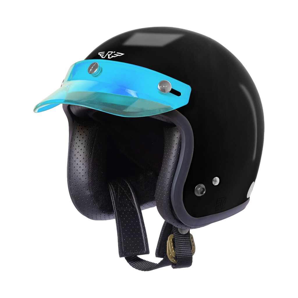 RIMC Helm Anak Doja Kids Black Glossy - Half Face Anak Bogo Retro Hitam Glossy SNI - Gambar 2