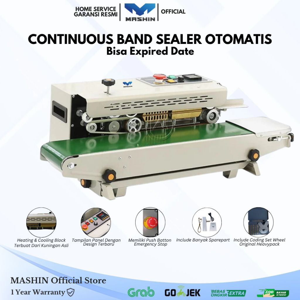 Mashin - Continous Band Sealer Mesin Segel Plastik Kemasan FR-900 Luxury Otomatis