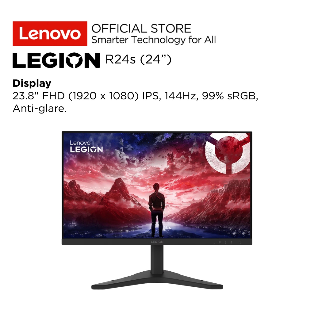 Lenovo Gaming Monitor Legion R24s 23.8" FHD IPS Antiglare 144Hz 250nits AMD FreeSync 99% sRGB Stand Tilt VESA Media FreeSync 68CBGAC2WW Raven Black 24inch NearEdgeless HDMI DP Garansi Resmi 3 Tahun - Gambar 2