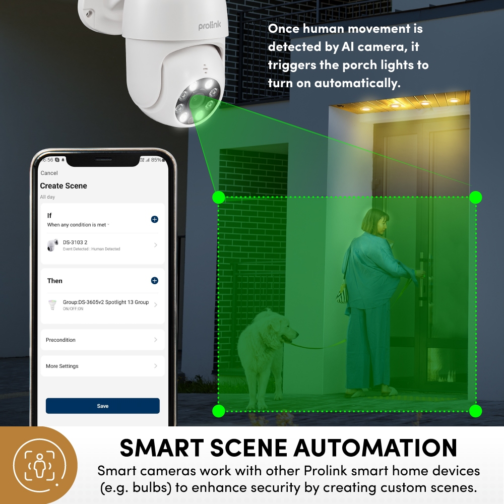 Bundle 3 pcs Prolink 4MP Smart IP Cam CCTV Wifi Dual Band Outdoor QHD 360° View Resolusi 2,5K Kamera IP65 Tahan Debu dan Air 2 Way Audio Motion and sound detection Support ONVIF - Gambar 2