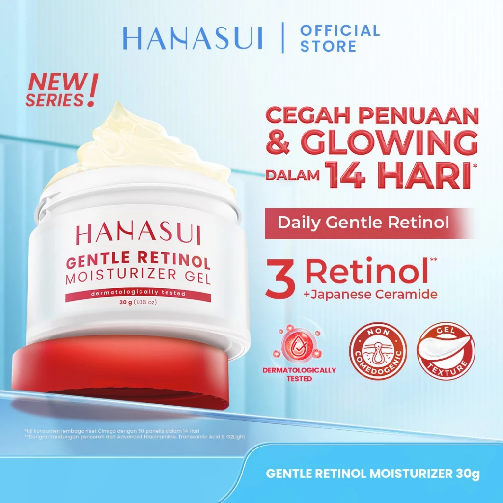 Hanasui Gentle Retinol Moisturizer Gel 30g - Pelembab Gel Lembap & Cegah Tanda Penuaan Dini - 3 Retinol Complex - Encapsulated Retinol & HPR - Gambar 2