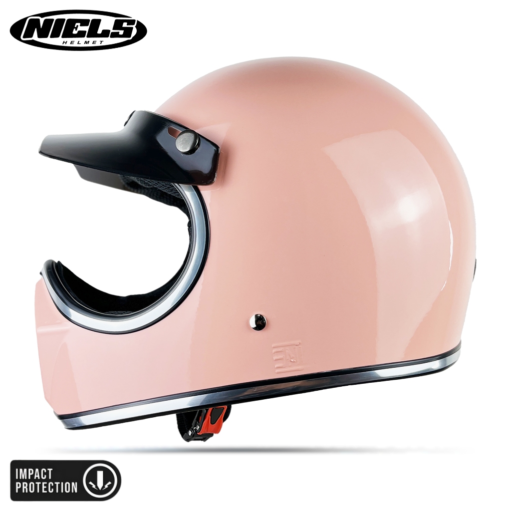 NIELS Cakil Helm Full Face Retro List Chrome Free Pet SNI Motorcycle - Gambar 2