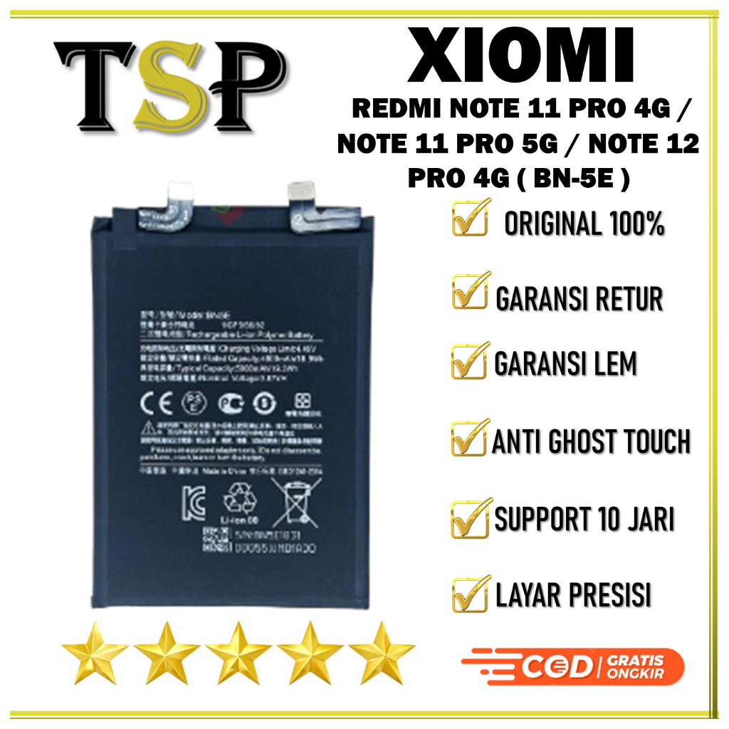 BATERAI XIAOMI ( BN-5E ) REDMI NOTE 11 PRO 4G/ NOTE 11 PRO 5G / NOTE 12 PRO 4G BATERAI ORIGINAL 100%