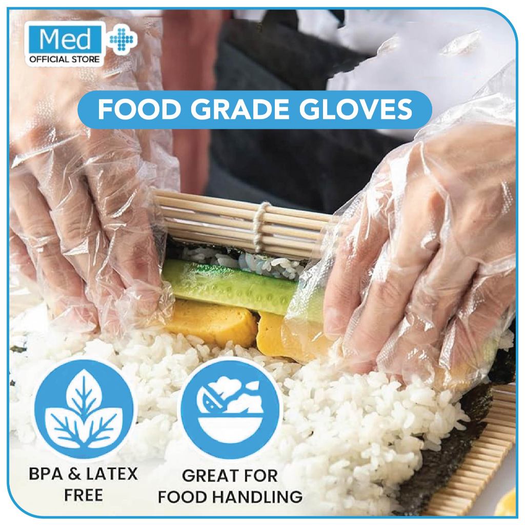 Med+ Disposable Plastic Glove / Sarung Tangan Plastik Sekali Pakai - Box isi 100pcs - Gambar 3