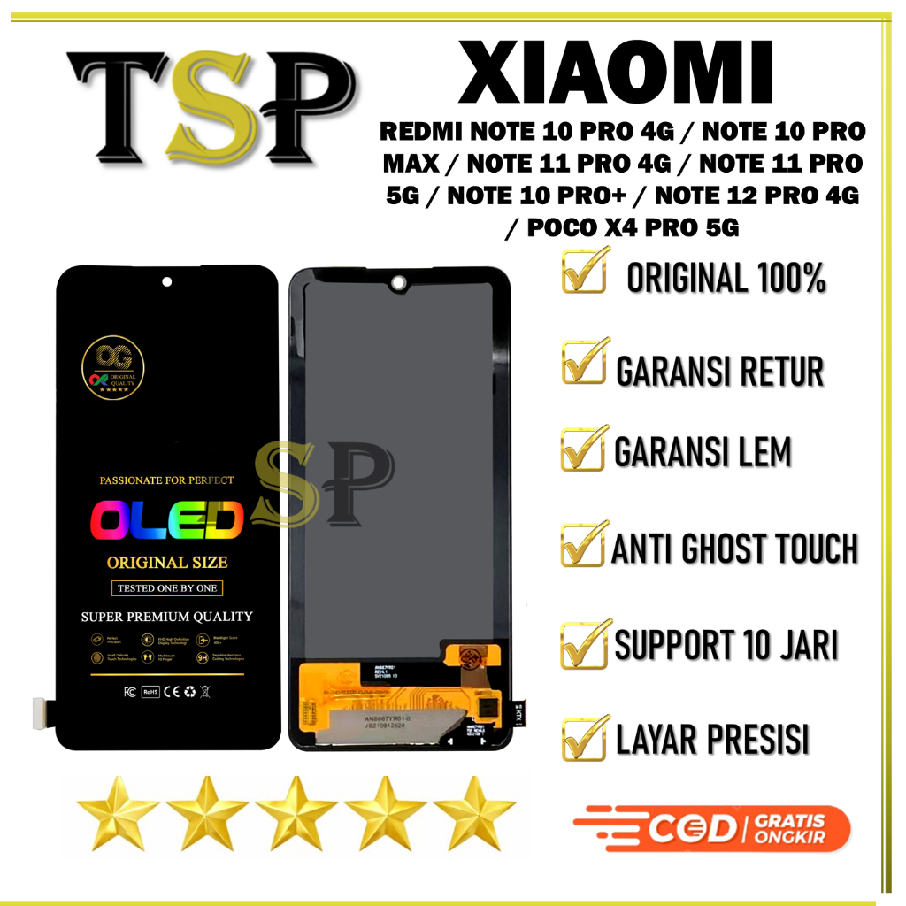 LCD TOUCHSCREEN XIAOMI REDMI NOTE 10 PRO 4G / NOTE 10 PRO MAX / NOTE 11 PRO 4G 5G / NOTE 11 PRO+ / POCO X4 PRO 5G FULLSET COMPLETE ORIGINAL