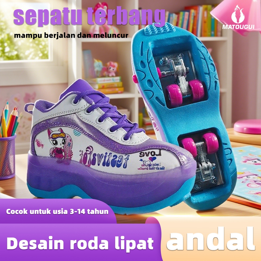 MATOUGUI-sepatu roda/sepatu roda Oxelo/Gaya Unisex untuk Anak Laki-Laki dan Perempuan,lampu kedip/tidak licin/anti goyang/lnline skate/star/ukuran dapat disesuaikan/pu/gaya bajaj/mode skateboard