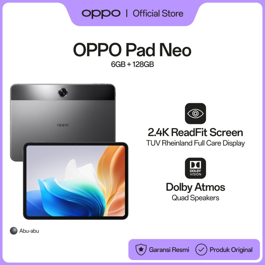OPPO Pad Neo 6GB/128GB [2.4K ReadFit Screen, Dolby Atmos Quad Speakers, Wi-Fi Version: OPD2302] - Gambar 2