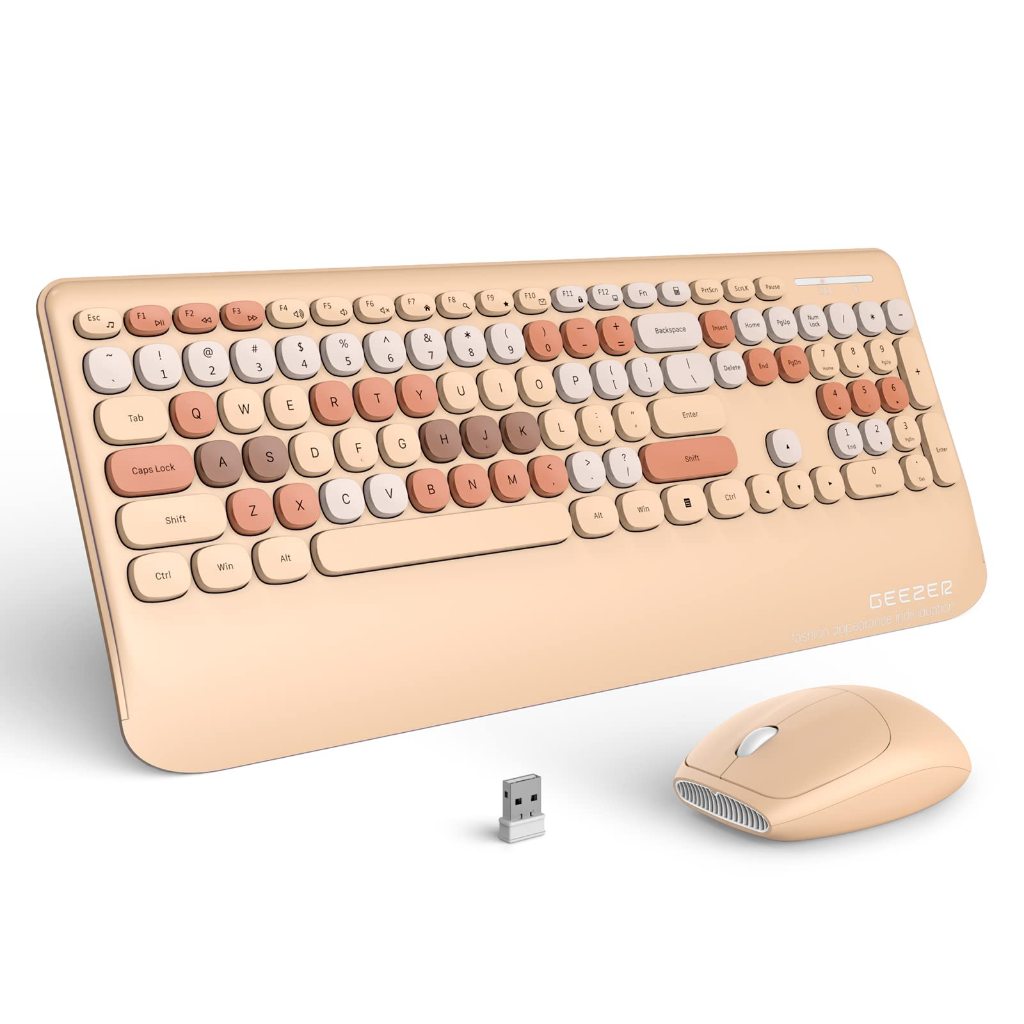UNIG Wireless Keyboard and Mouse Combo 106 Keys Less Noise Full-Size 2 ...