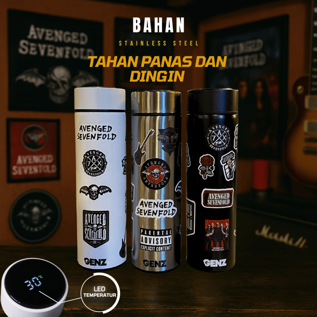 Avenged Sevenfold Tumbler Aesthetic Premium Stainless Stell Tahan Dingin Panas 500Ml LED TEMPERATUR foto 4