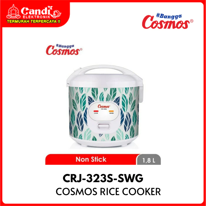 COSMOS Rice Cooker Penanak Nasi 1,8 Liter Food Grade Inner Pot Non-Stick CRJ-323S-SWG