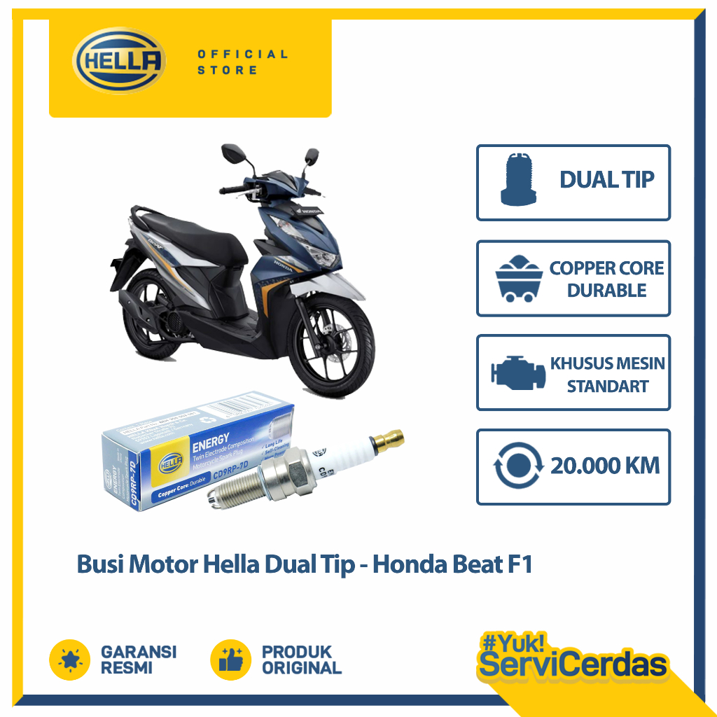 Busi Motor Honda Beat Fi Hella Dual Tip CD9RP-7D - Busi Beat ~ - Gambar 2