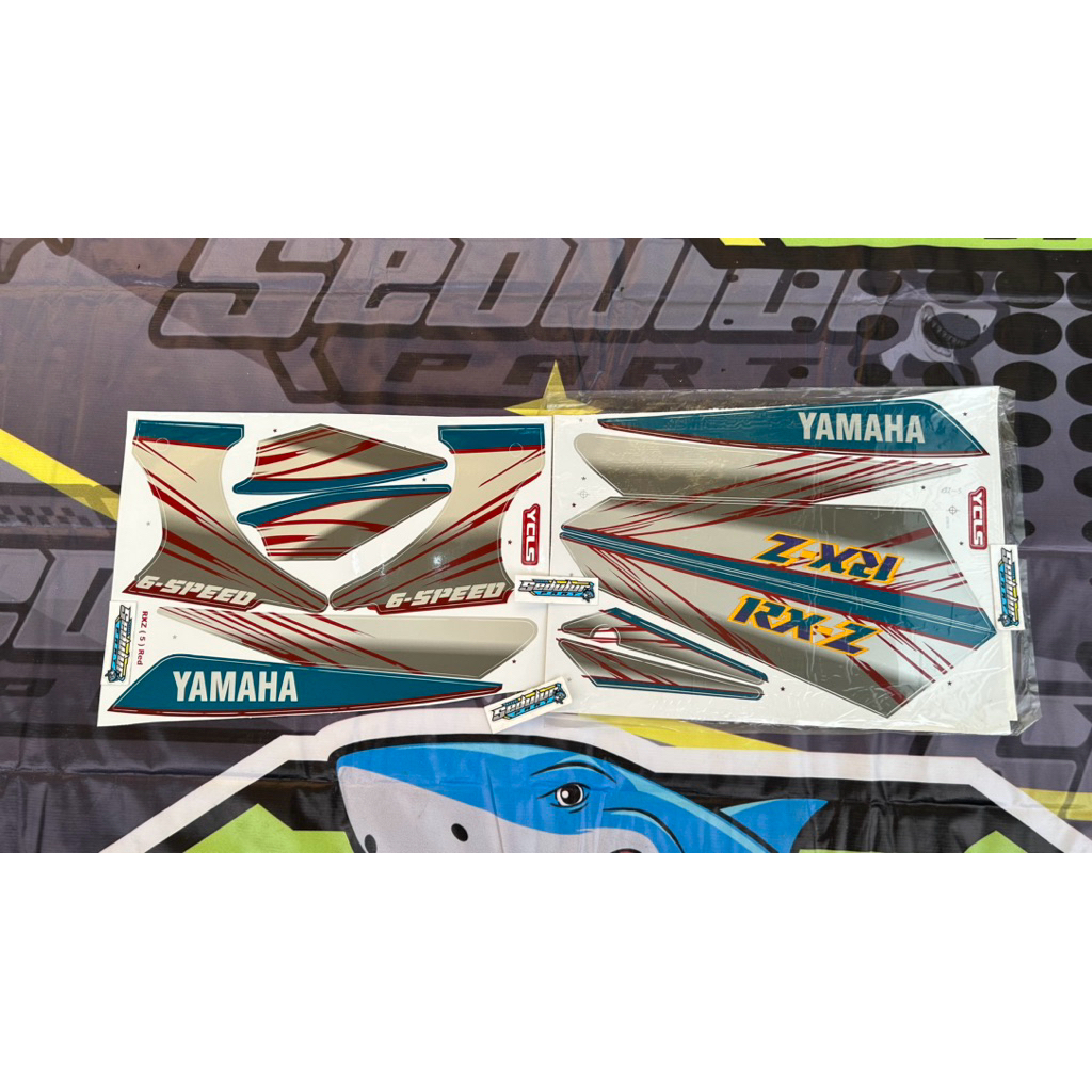 MERAH YAMAHA RXZ FULLSET BODY STICKER STRIPING OLD RX ZMile RED-BLUE ...