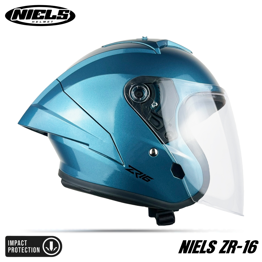 NIELS - Helm Half Face ZR16 Visor Bening Dewasa SNI Motorcycle - Gambar 4