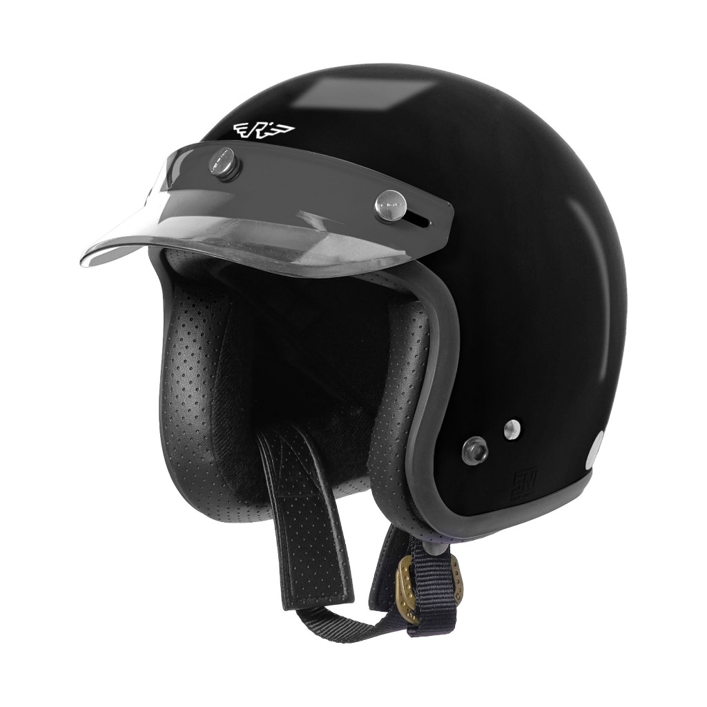 RIMC Helm Anak Doja Kids Black Glossy - Half Face Anak Bogo Retro Hitam Glossy SNI - Gambar 3