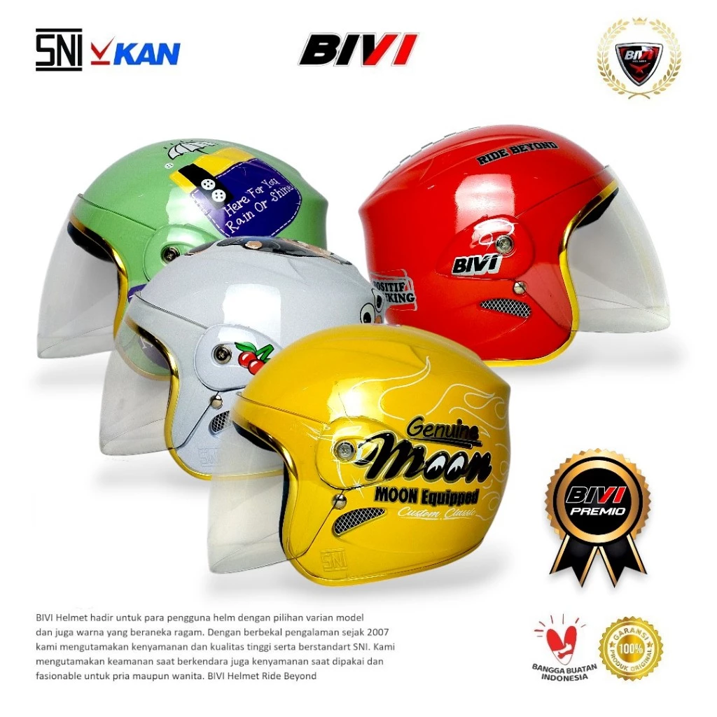 HELM ANAK BIVI Motif Karakter Random Half Face SNI 2 3 4 5 Tahun