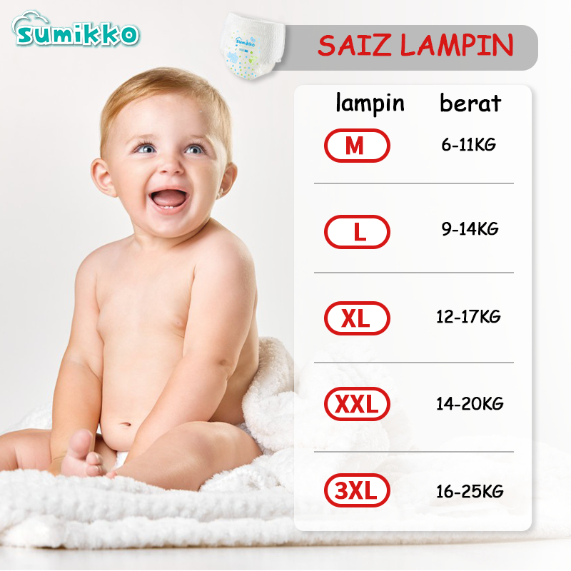 SUMIKKO Pants Popok S50 M50 L50 XL50 XXL50 XXXL50 TAPE PEREKAT baby Popok Bayi Sekali Pakai Jumbo Pack murah promo - Gambar 4