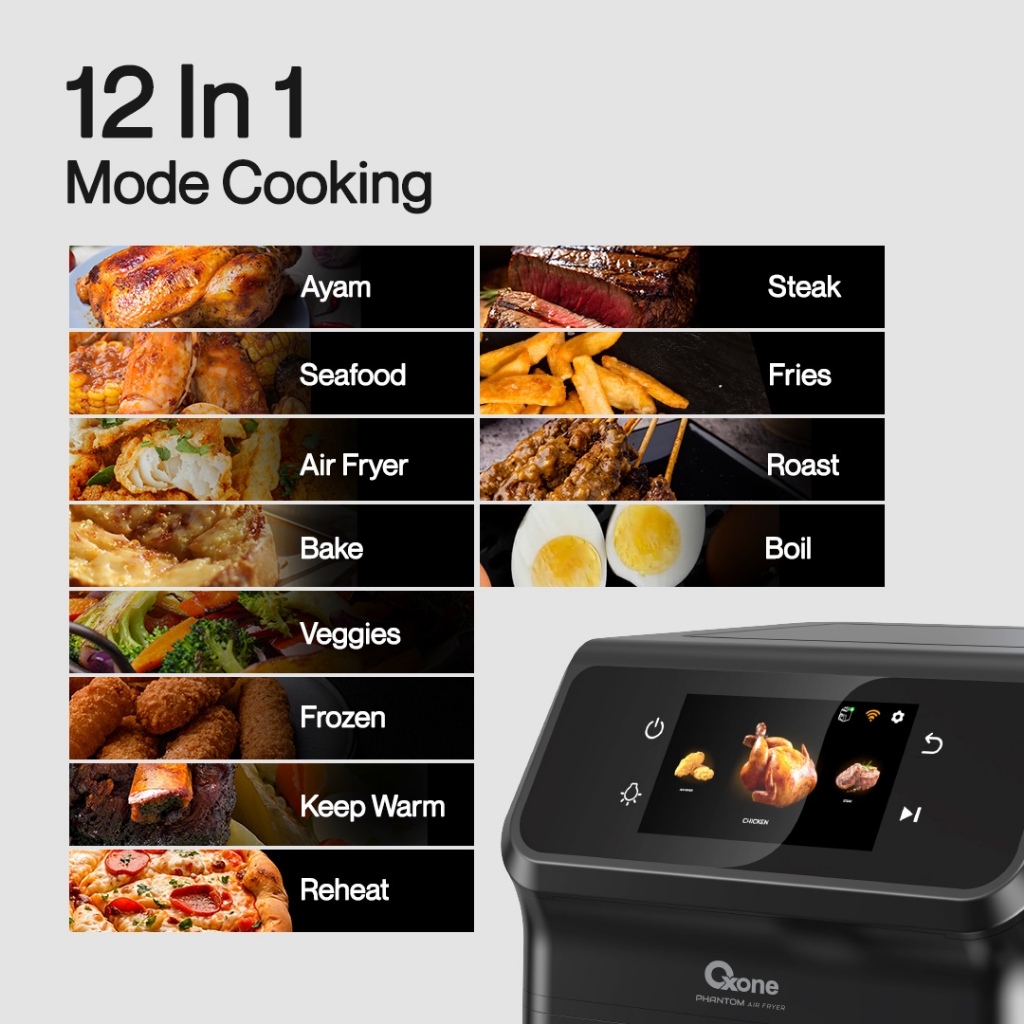 Oxone OX278 Phanton Series Digital Airfryer kapasitas 6.5L 12 Macam Mode Memasak - Gambar 3