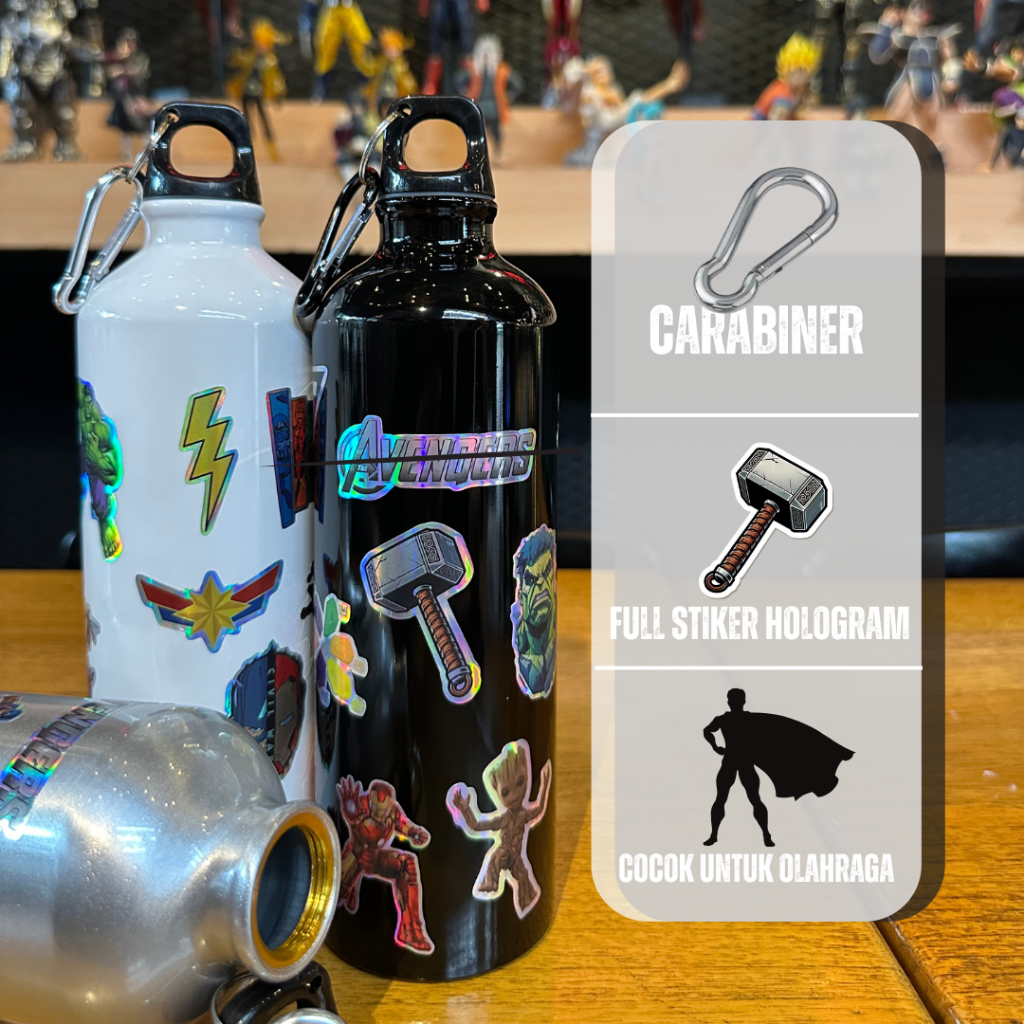 Botol Carabiner Sport Aesthetic Avengers Hologram Premium Ukuran 750 ML Botol minum Olahraga Avenger foto 4