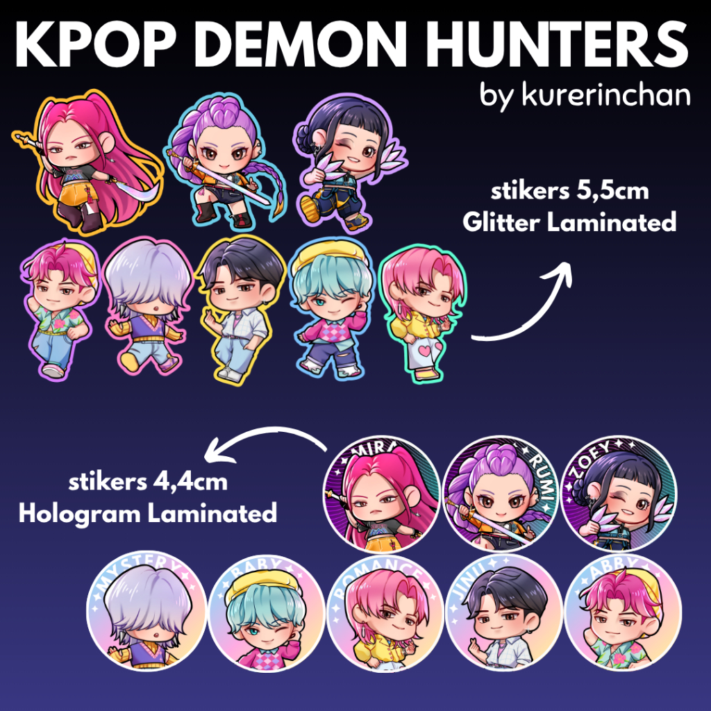 Kpop Demon Hunter Stickers & Pins | RUMI ZOEY MIRA JINU ROMANCE MYSTERY ...