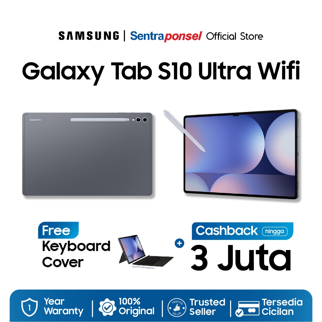 Samsung Galaxy Tab S10 Ultra Wifi 12/256GB Gratis Keyboard Cover MoonStone Gray - Garansi Resmi Indonesia