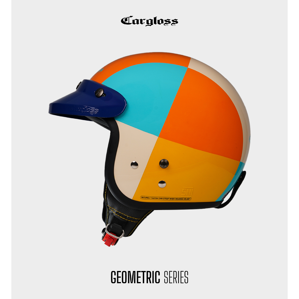 Cargloss CFM Retro Helm Half Face - Geometric Tropic Blaze
