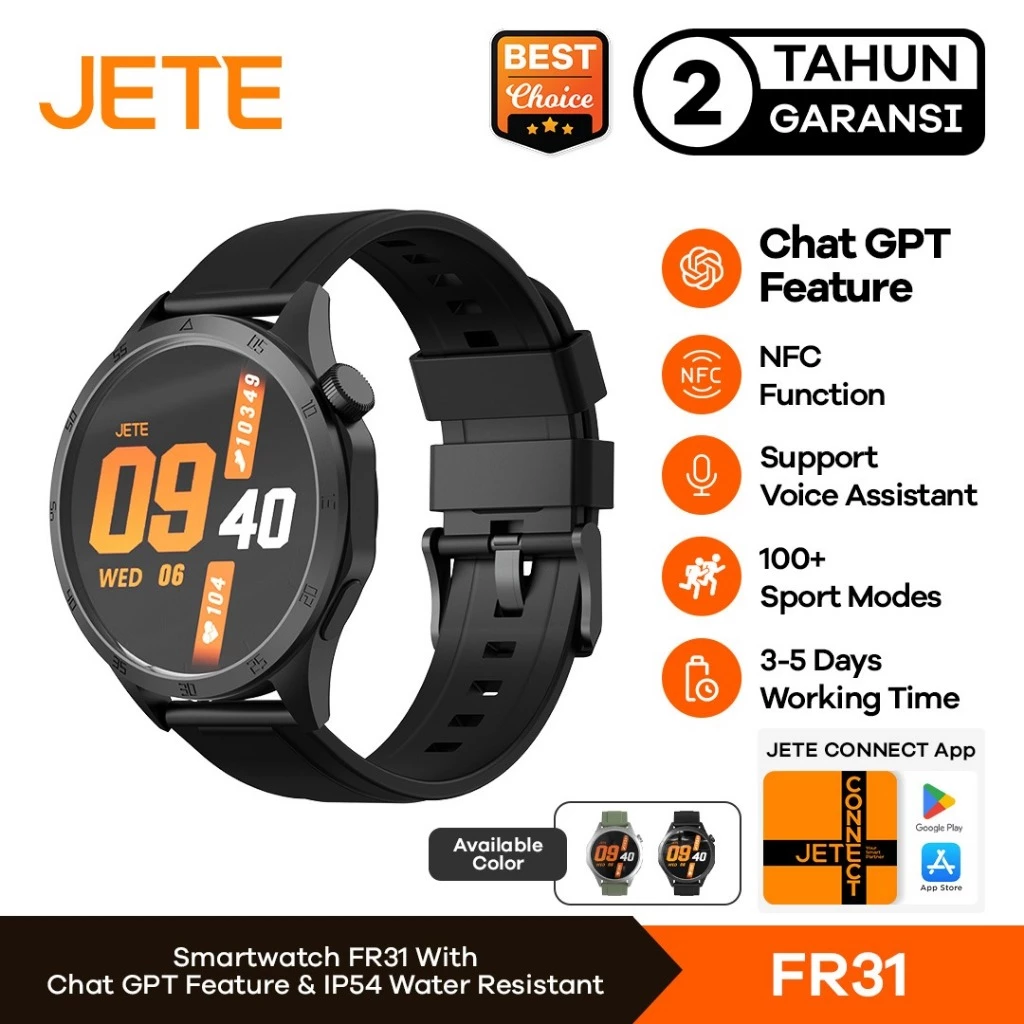 JETE FR31 Smartwatch Running 1.43" With ChatGPT NFC Function 100+ Sports Mode Garansi 2 Tahun (RTL)