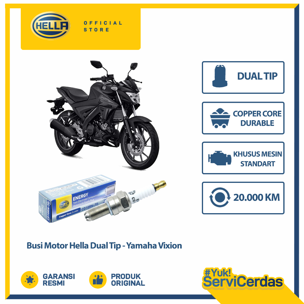 Busi Motor Yamaha Vixion Hella Dual Tip CD10RN-7D - Busi Vixion ~ - Gambar 2